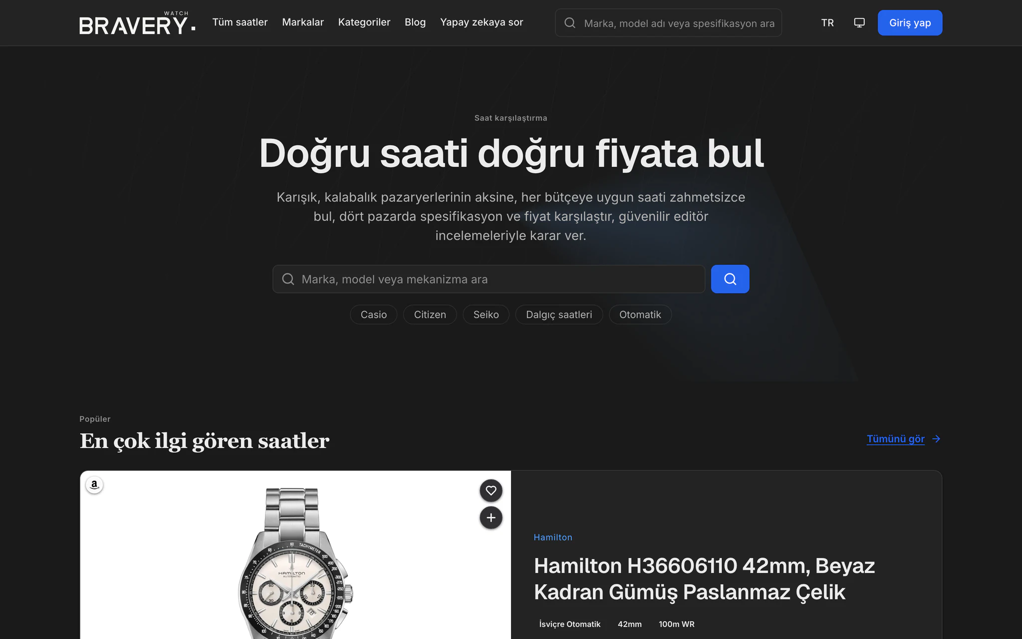 braverywatch.com ana sayfası: saat arama ve en çok ilgi gören saatler