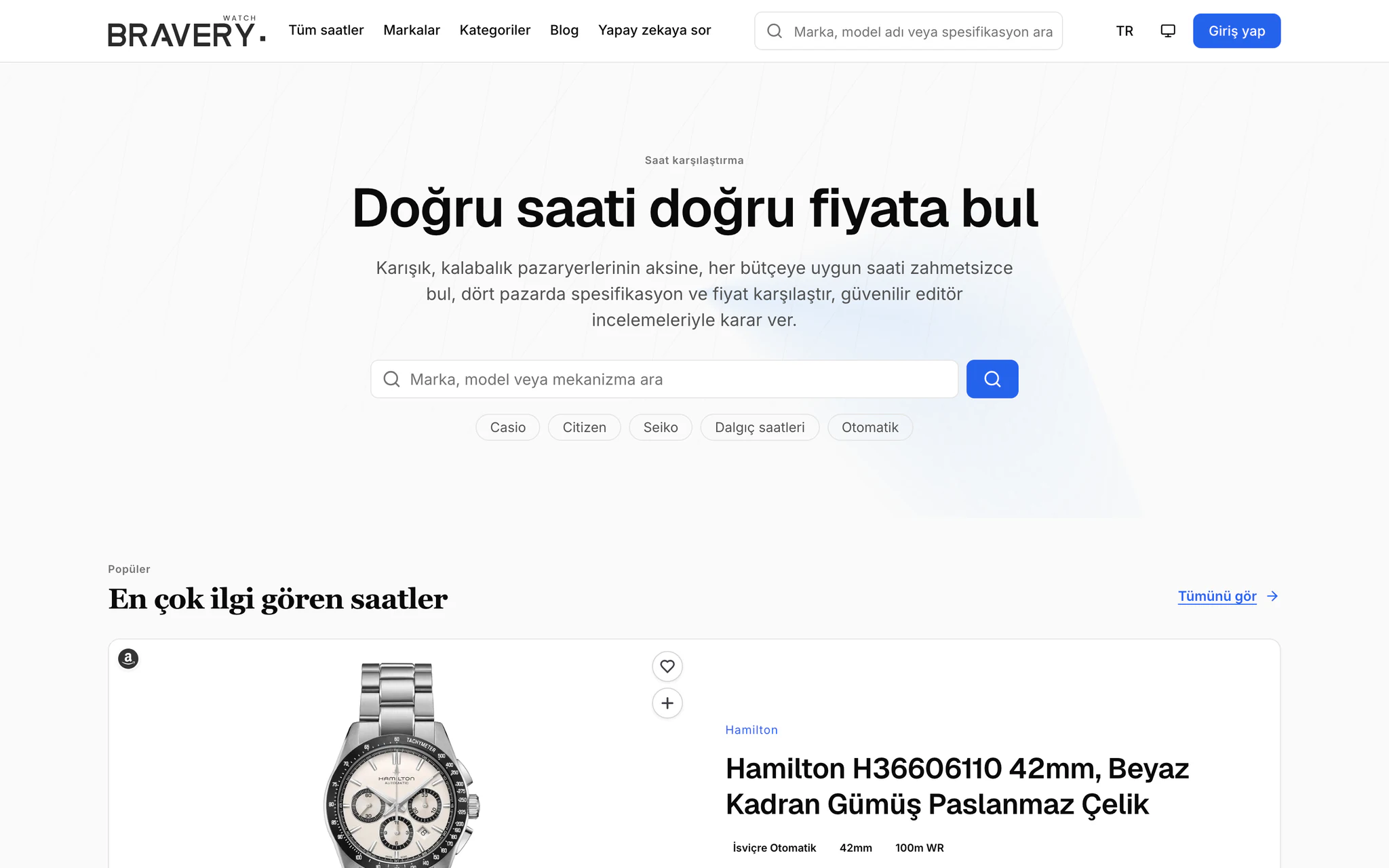 braverywatch.com ana sayfası: saat arama ve en çok ilgi gören saatler